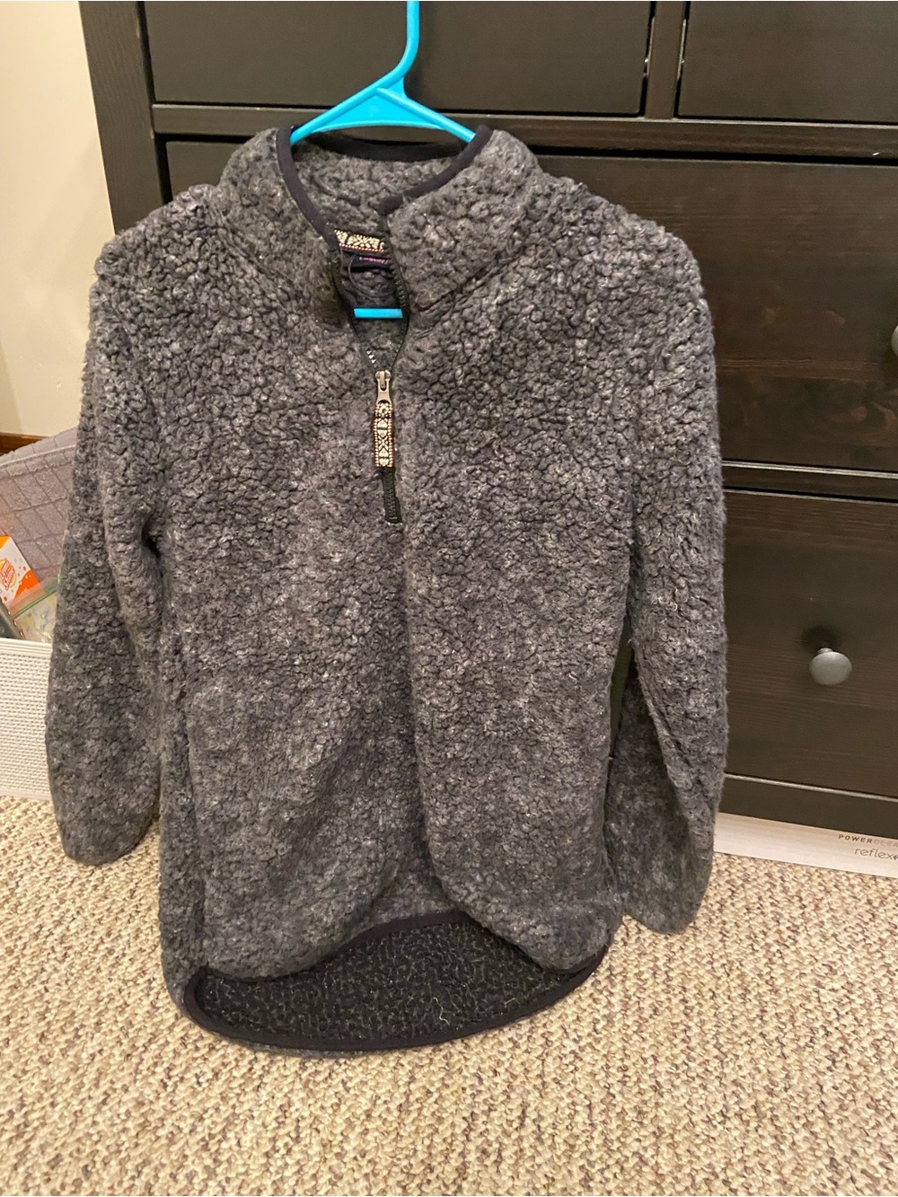 Plush Quarter-Zip Puff Sweater - Charcoal